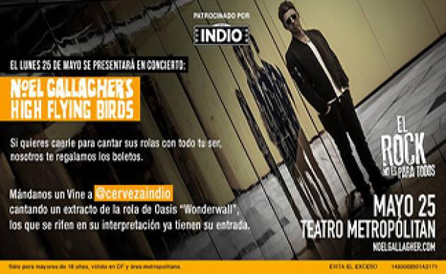 Gana boletos con Indio para ver a Noel Gallagher